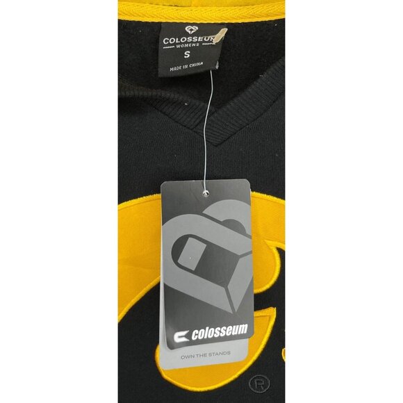 NWT Iowa Hawkeyes Women’s Small Black Gold V-Neck Hoodie Sweatshirt Fleece Lined - Picture 4 of 4